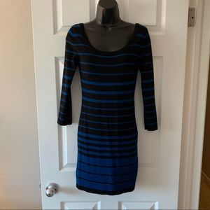 Black and blue striped dress